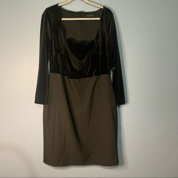 Eloquii Black Velour Lined Sheath Dress - Picture 1 of 7
